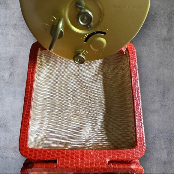 Vintage Florn Travel Alarm Clock in a Genuine Red Leather Case - Picture 7 of 11